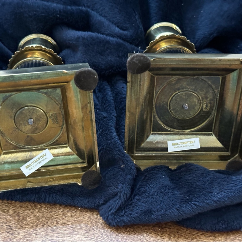 1970's 2 Brass Crafted Candle Holders - Picture 4 of 5